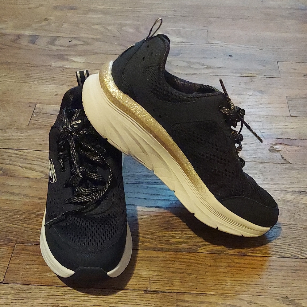 Skechers Gold & Black Athletic Shoes Sz 8.5